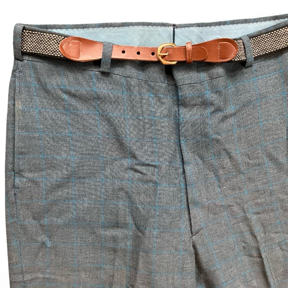 Vintage 80s Pleated Trousers Plaid High Waist Wash N Wear - Picture 4 of 16